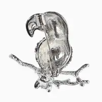 Брошь &laquo;Птица&raquo; какаду на ветке, цветная в серебре