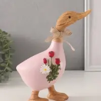 Фигурка полистоун &laquo;Утка с ромашками и тюльпанами&raquo;, 17&times;7.5&times;21.5 см