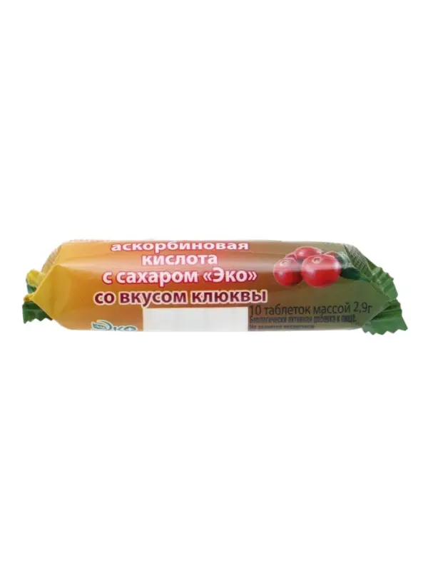 Аскорбиновая кислота со вкусом клюквы Экотекс, 10 таблеток по 2.9 г