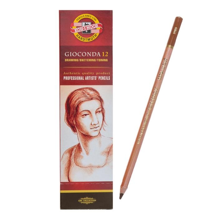 Сепия в карандаше 4.2 мм Koh-I-Noor GIOCONDA 8803, коричневая, светлая, лаковый корпус, 175 мм Сепия в карандаше 4.2 мм Koh-I-Noor GIOCONDA 8803, коричневая, светлая, лаковый корпус, 175 мм