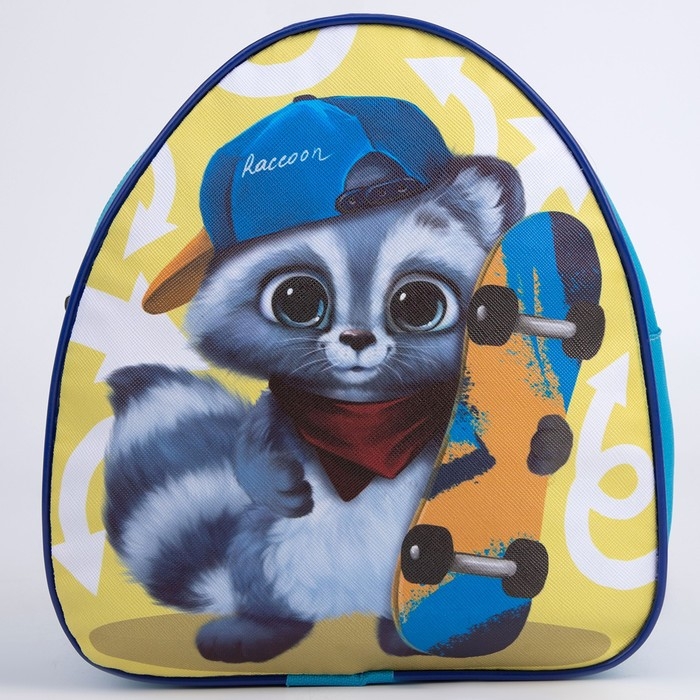 Рюкзак детский для мальчика «Енот скейтер», 23х20,5 см, отдел на молнии