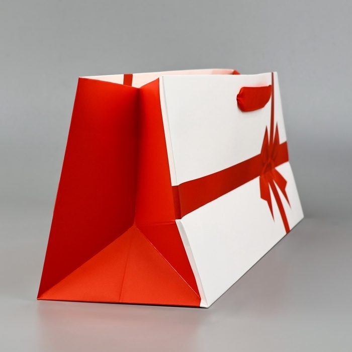 Пакет под бутылку горизонтальный «Бант», 36 × 10 × 13 см