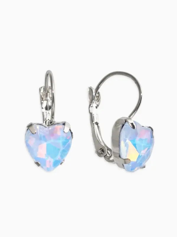 Серьги "Сердечки" лунные, цвет светло-фиолетовый в серебре