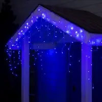 Гирлянда &laquo;Бахрома&raquo; 3&times;0.6 м, IP44, УМС, прозрачная нить, 160 LED, свечение синее, 220 В