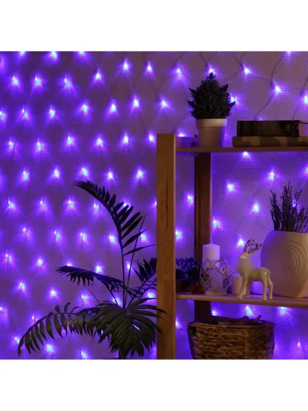 Гирлянда &laquo;Сеть&raquo; 1.6&times;1.6 м, IP20, прозрачная нить, 144 LED, 8 режимов, 220 В, свечение синее