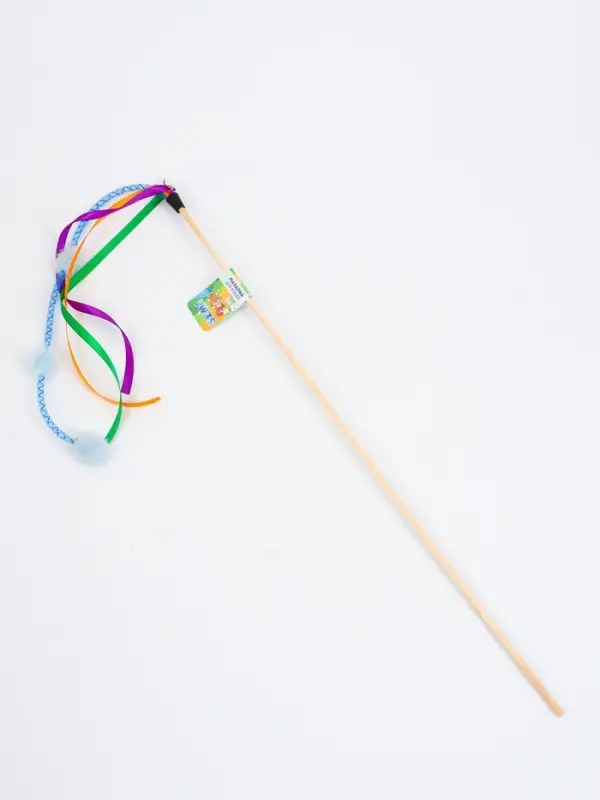 Дразнилка - удочка "Салют из норки c ленточками" на деревянной палочке