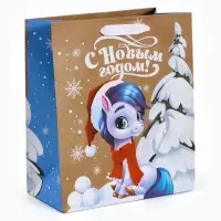 Пакет крафтовый подарочный &laquo;Конь&raquo;, ML 23&times;27&times;11.5 см