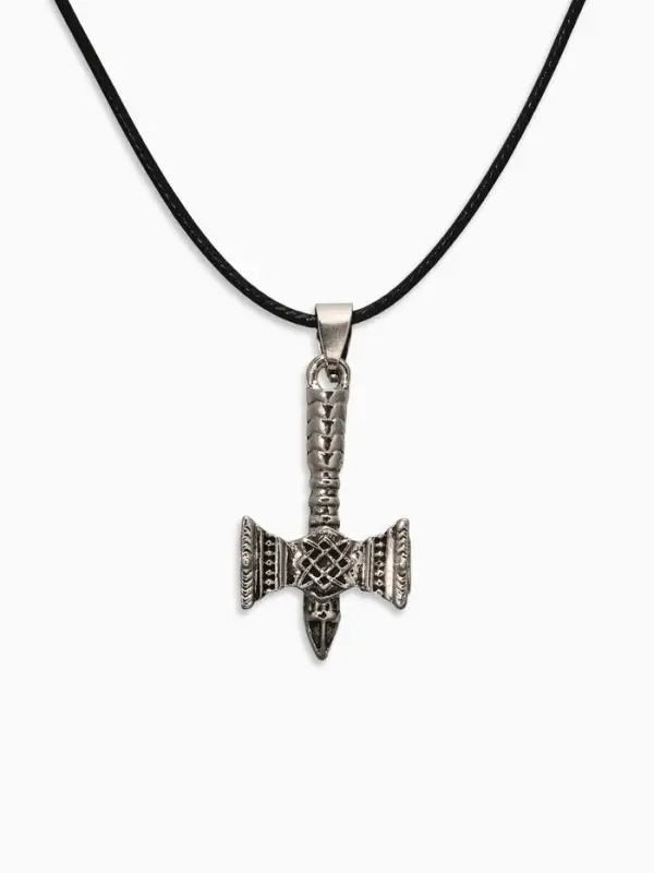 Кулон мужской &laquo;Молот Сварога&raquo;, цвет чернёное серебро на чёрном шнурке, 45 см