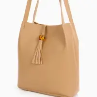 Сумка - мешок женская на магните, 25&times;10&times;26 см, бежевая