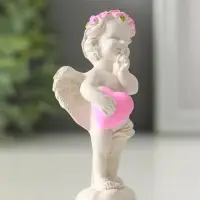 Фигура "Ангел с сердцем стоит" 8см, белый Фигура "Ангел с сердцем стоит" 8см, белый