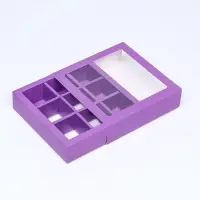 Коробка для 9 конфет, сиреневый, 13.5&times;13.5&times;3.5 см