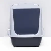 Туалет-домик для кошек закрытый с дверцей 43&times;32&times;33 см, серый
