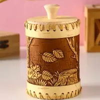 Туес шитый "Осень" , D9 смхH(с хватком)14см, береста Туес шитый "Осень" , D9 смхH(с хватком)14см, береста