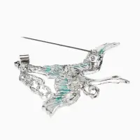 Брошь &laquo;Аист в облаках&raquo;, белая, голубая в серебре