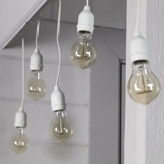 Гирлянда &laquo;Ретро белт-лайт&raquo; со свесами 10 и 20 см, 10 м, IP54, УМС, 2W, белая нить, шаг 50 см, Е27 (без ламп), 220 В