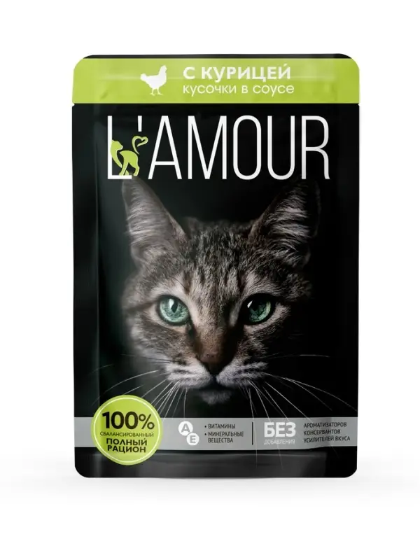 Влажный корм &laquo;L&rsquo;AMOUR&raquo; для кошек, курица в соусе, 75 г