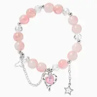 Браслет с подвесками &laquo;Сахарный. Сердце текучее&raquo;, d=6 см, шар № 10/8, белый, розовый в серебре