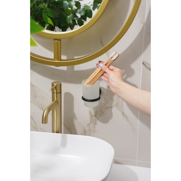 Стакан стеклянный матовый с держателем Штольц Stölz Loft basic, цвет чёрный Стакан стеклянный матовый с держателем Штольц Stölz Loft basic, цвет чёрный