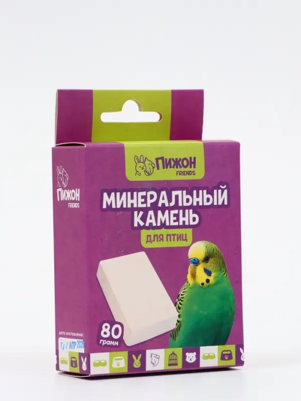 Минеральный камень для птиц &laquo;Пижон&raquo;, блок, 80 г