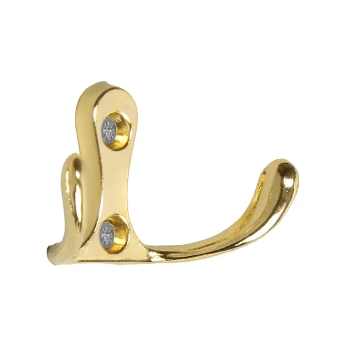 Крючок мебельный ТУНДРА TKd=005, двухрожковый, золото, 5 шт. Крючок мебельный ТУНДРА TKd=005, двухрожковый, золото, 5 шт.