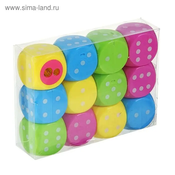 Точилка с контейнером «Кость игральная», двойная, корпус МИКС Точилка с контейнером «Кость игральная», двойная, корпус МИКС