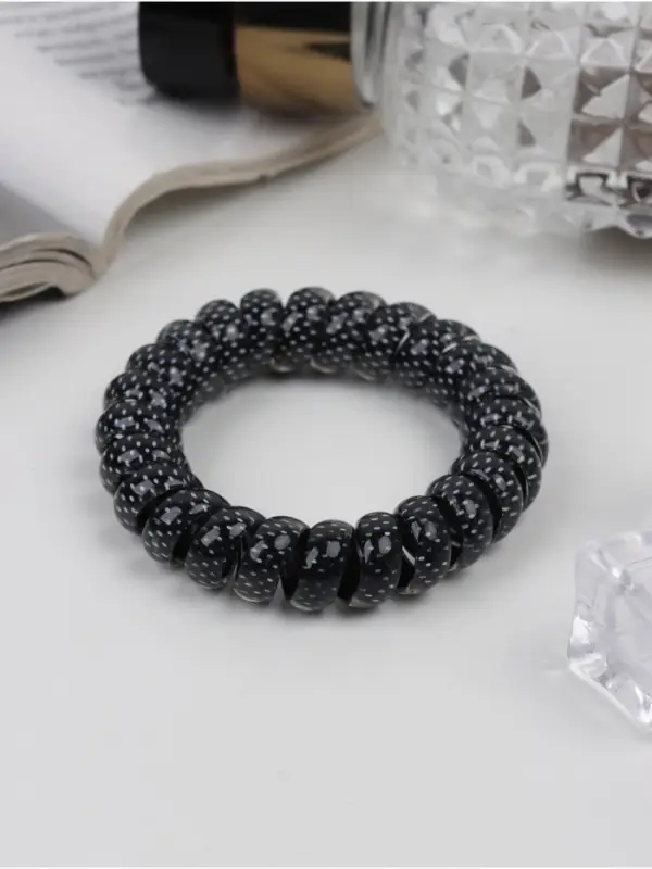 Резинка для волос пружинка "Ночка" точка, чёрно-белый