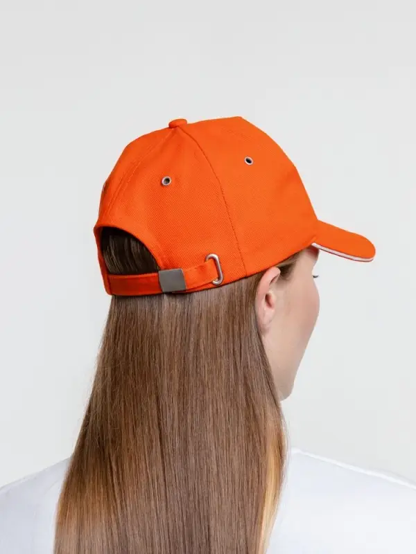 Бейсболка Classic, оранжевая с белым кантом Бейсболка Classic, оранжевая с белым кантом