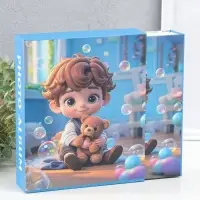 Фотоальбом на 80 фото 10х15 см "Мальчик с мишкой и пузырьки" в коробке 5х19х22,8 см