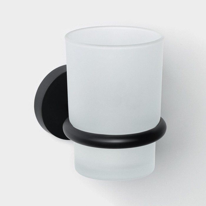 Стакан стеклянный матовый с держателем Штольц Stölz Loft basic, цвет чёрный Стакан стеклянный матовый с держателем Штольц Stölz Loft basic, цвет чёрный