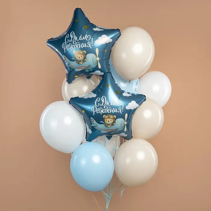 Воздушные шары фольгированные 19" «С днем рождения, пилот», 5 шт. Воздушные шары фольгированные 19" «С днем рождения, пилот», 5 шт.