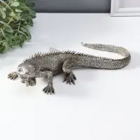 Сувенир полистоун "Игуана" чернённое серебро 25,2х12,2х7 см