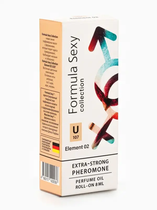 Парфюмерное масло женское с феромонами Formula Sexy Collection Element 02 U107, 8 мл (по мотивам Molecules Escentric 02 (Escentric Molecules)