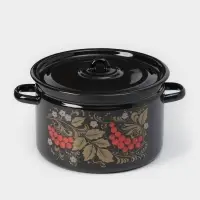 Кастрюля эмалированная &laquo;Рябина&raquo;, 7 л, d=26.5 см, черно-красная