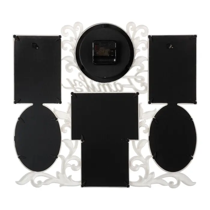 Фоторамка - коллаж на 6 фото с часами настенными Family, бесшумные, 45&times;37 см, d=11.5 см