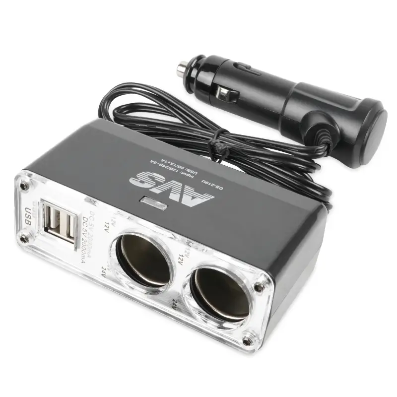 Разветвитель прикуривателя AVS 12/24 (на 2 выхода+2USB) CS219U