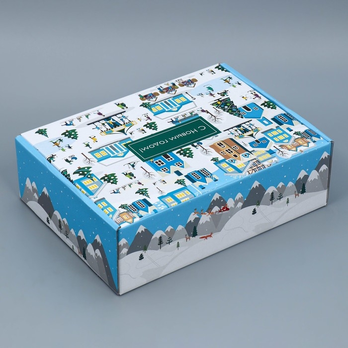 Коробка подарочная новогодняя складная «Город», 30,7 х 22 х 9,5 см, Новый год Коробка подарочная новогодняя складная «Город», 30,7 х 22 х 9,5 см, Новый год