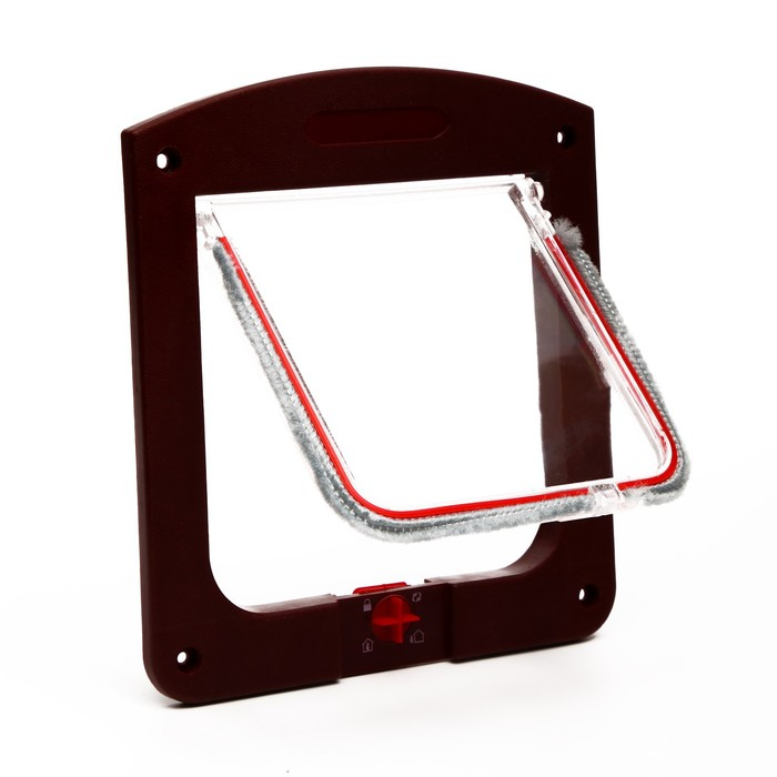 Дверь для животных с 4 режимами, проем 15х15,5 (общ. 22,5х20 см), тёмно-коричневая Дверь для животных с 4 режимами, проем 15х15,5 (общ. 22,5х20 см), тёмно-коричневая