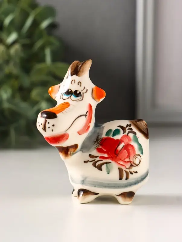 Фигурка фарфор &laquo;Маруся козочка&raquo;, 8.5 см, гжель цветная, МИКС