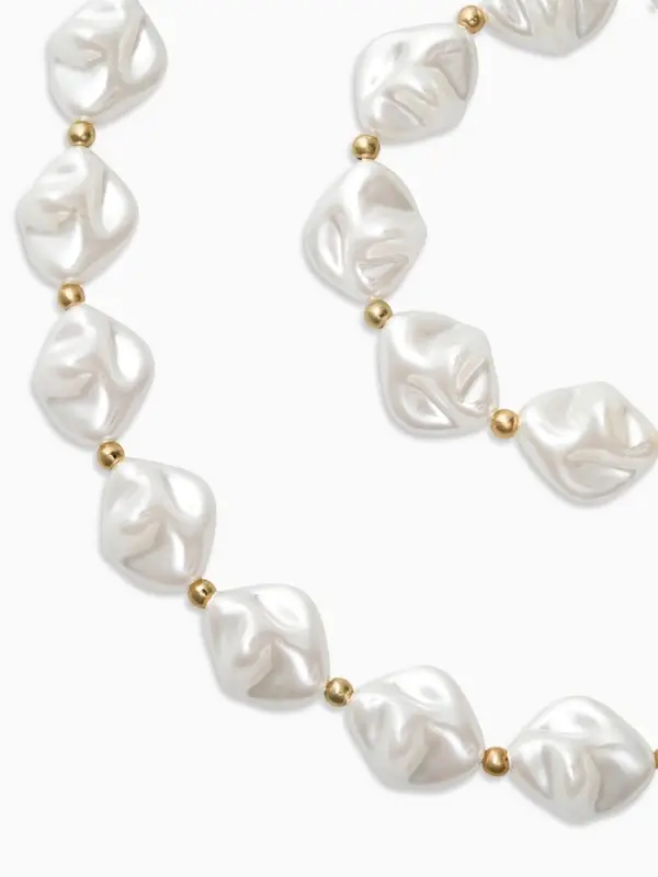 Набор 2 пред-та: бусы,браслет Набор 2 пред-та: бусы,браслет "Жемчуг барочный", ромб, 40/18см, цвет белый в золоте