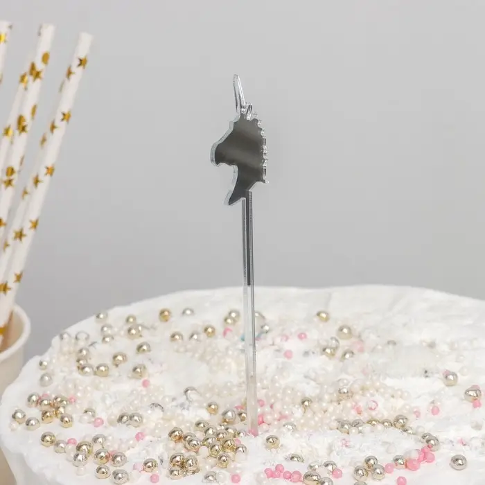 Набор топперов для торта &laquo;Единороги, 4 шт., серебристые