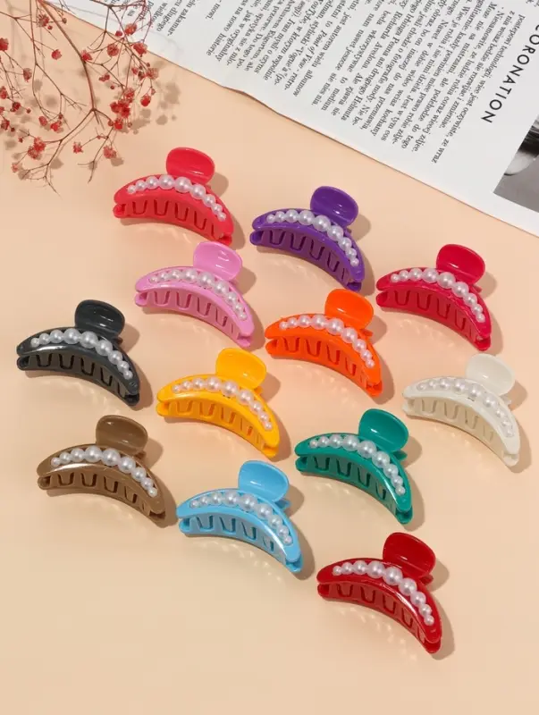 Крабик для волос &laquo;Люкс&raquo;, дуга бусины, 6.5 см, МИКС