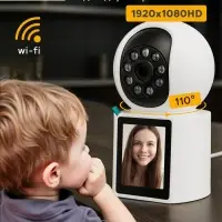 Видеокамера WiFi Cam-12, 2 Мп, 1920&times;1080, угол обзора 110&deg;, 5 V, двухсторонняя связь, экран, белая