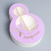 Коробка подарочная, кондитерская упаковка &laquo;8 марта&raquo; фиолетовая, 22&times;16&times;5 см