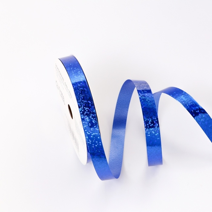 Лента для декора и подарков голография, 1,2см х 45м, синяя Лента для декора и подарков голография, 1,2см х 45м, синяя