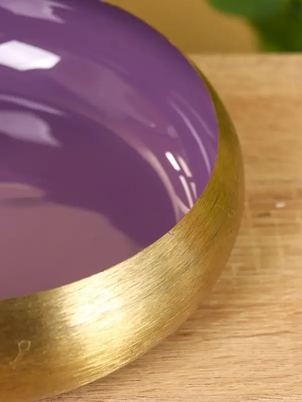 Подсвечник золотой с фиолетовым покрытием, 18×18×5 см