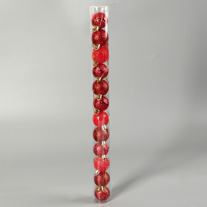 Набор шаров пластик d-4 см, 12 шт Набор шаров пластик d-4 см, 12 шт "Мелодия" треск, красный