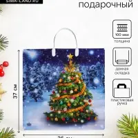 Пакет подарочный новогодний &laquo;Новогодняя красавица&raquo;, полиэтиленовый с пластиковой ручкой, 36&times;37 см