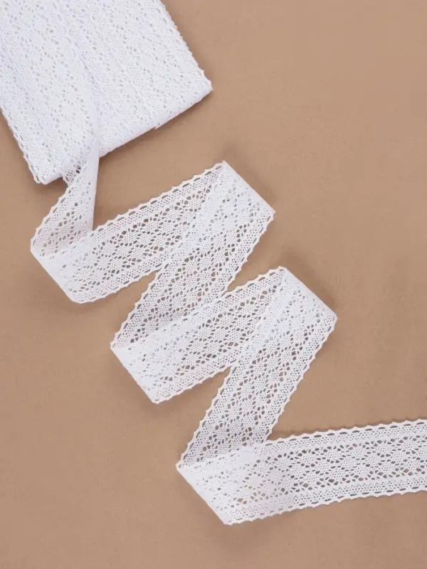 Кружево вязаное, 55 мм, 10&plusmn;1 м, белое