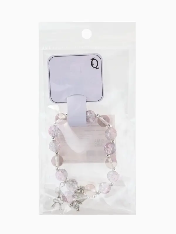 Браслет с подвесками &laquo;Сахарный. Мишка&raquo;, шар №10/8, d=6 см, розовый, синий в серебре