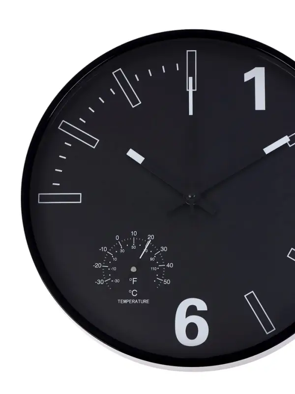 Часы настенные, интерьерные &laquo;Гриик&raquo;, d=30 см, с термометром, черные